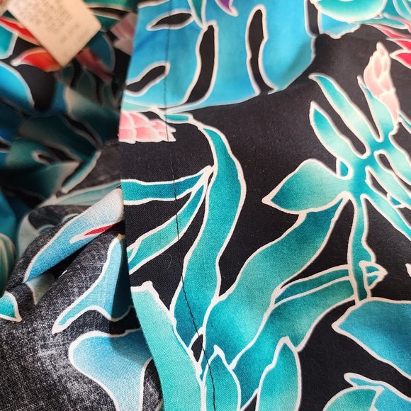 NWOT Men's Hilo Hattie Size XL Birds of Paradise Blue Palm Cotton Shirt - WOW! - Picture 9 of 12